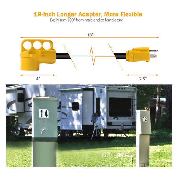 SnowyFox RV 15Amp to 50Amp Adapter - 15Male - obrazek 3